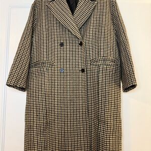 Zara Black and Tan Houndstooth Coat
